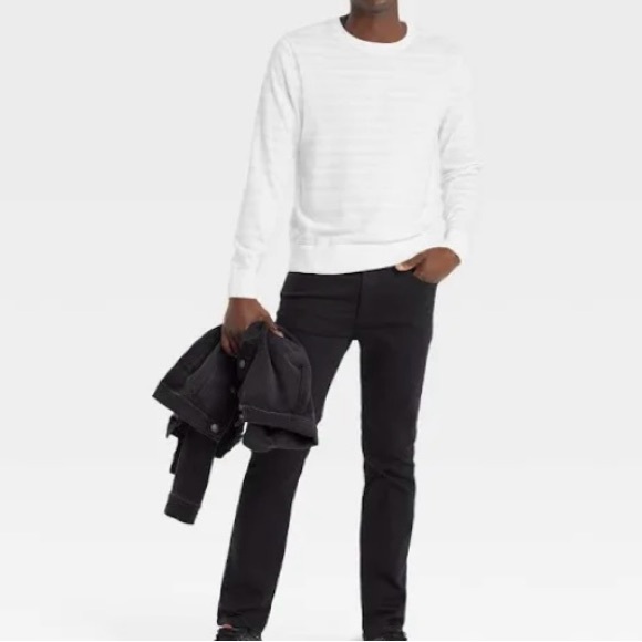 Goodfellow & Co Men's Striped Pullover Sweater, Color White/Striped,Size L - Picture 3 of 13